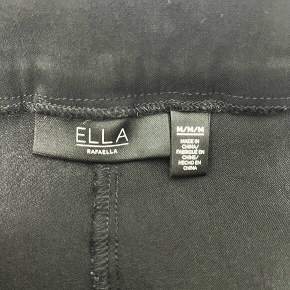 Ella Rafaella Black Crop Pants Size M Ornamental Embroidery Comfort Stretch Fit - Picture 6 of 7
